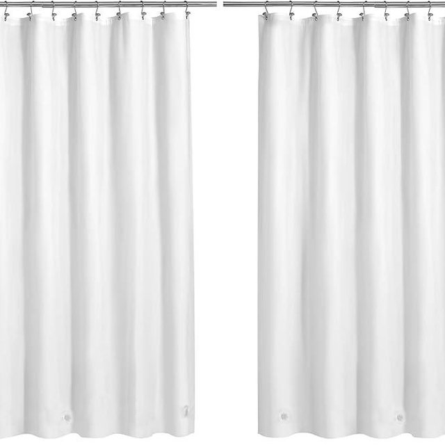 Barossa Design White Shower Curtain Liner - Premium PEVA, BPA & PVC Free, No Chemical Smell, Lightweight Shower Curtain with 3 Magnets, Metal Grommets - White, Standard Size (Pack of 2)