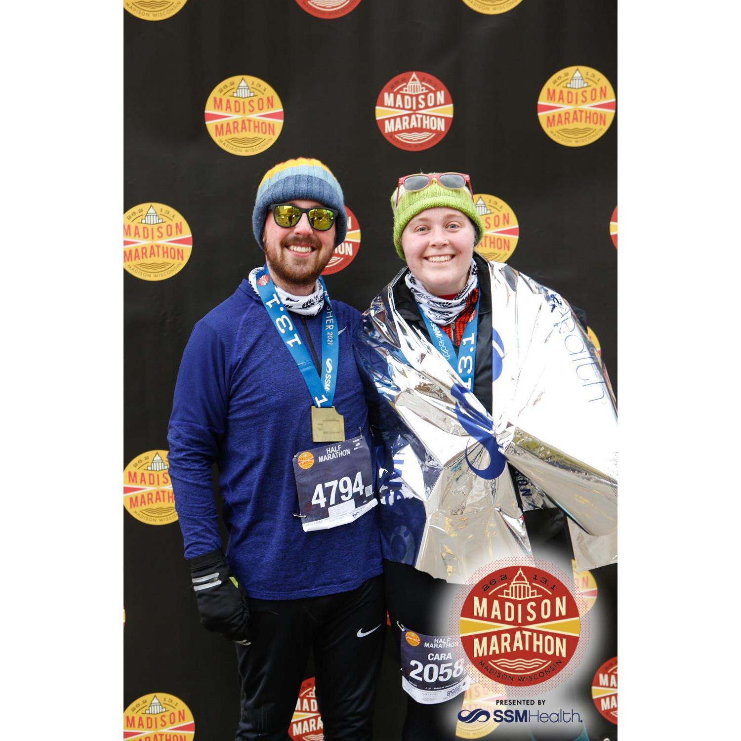 The second-year that Cara and Richard ran the Madison half.