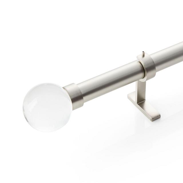 CB Brushed Nickel Glass Globe Finial and Curtain Rod Set 48"-88"