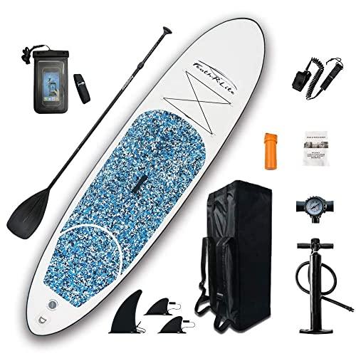 FEATH-R-LITE Inflatable 10'×30"×6" Ultra-Light (17.6lbs) SUP for All Skill Levels Everything Included with Stand Up Paddle Board, Adj Paddle, Pump, ISUP Travel Backpack, Leash, Waterproof Bag