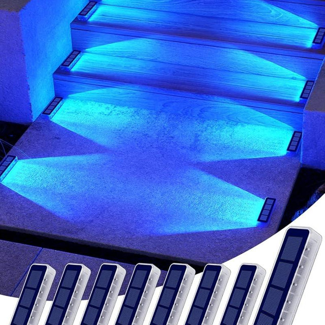 DetarZinLED Blue Solar Lights for Outside,8 Pack Solar Deck Lights Outdoor Waterproof LED,Blue Step Light for Outside,Dock Light Solar Powered Waterproof for Deck,Steps,Dock,Driveway,Stair,Path