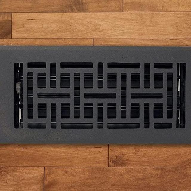4 x 10 Cast Aluminum Arts & Crafts Vent Cover - Black (Overall: 5.25 x 11.5)