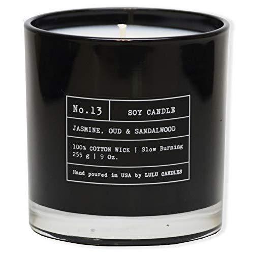 Lulu Candles | Jasmine, Oud & Sandal Wood | Luxury Scented Soy Jar Candle | Hand Poured in The USA | Highly Scented & Long Lasting | 9 Oz. NO LID/NO Box
