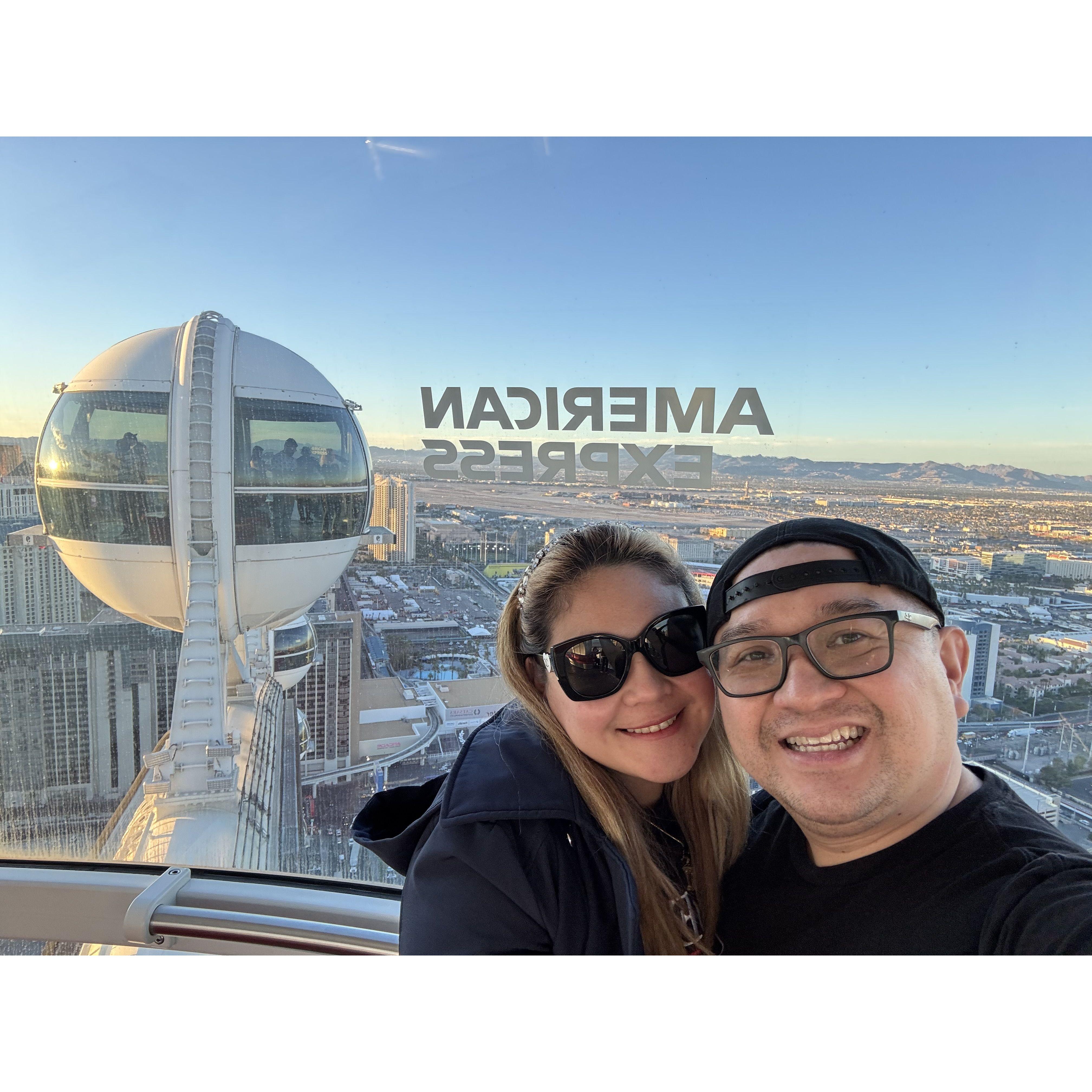 Our 1st Las Vegas out of town together. Up in the high roller wheel Linq 🇺🇸