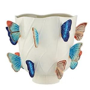Florero de Cerámica "Mariposas Nubladas" - Diseño Claudia Schiffer