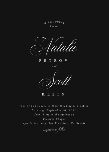 Marvis Portrait | Black | Zola Wedding Invitations