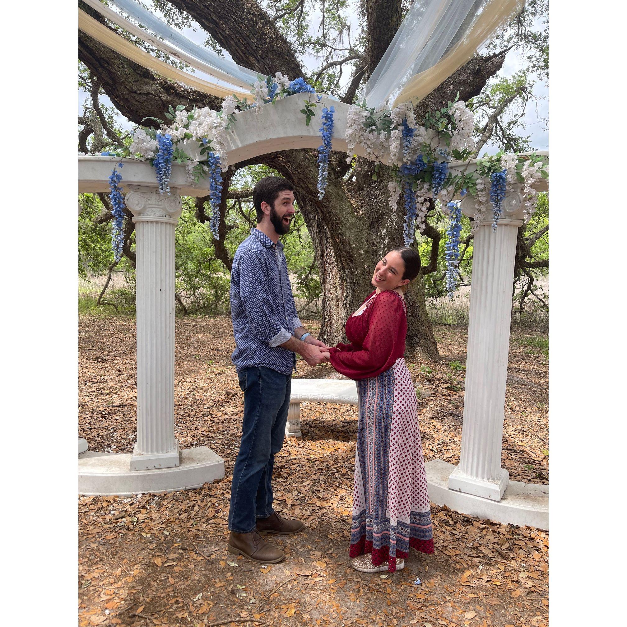 Practicing reciting our vows at the ren faire