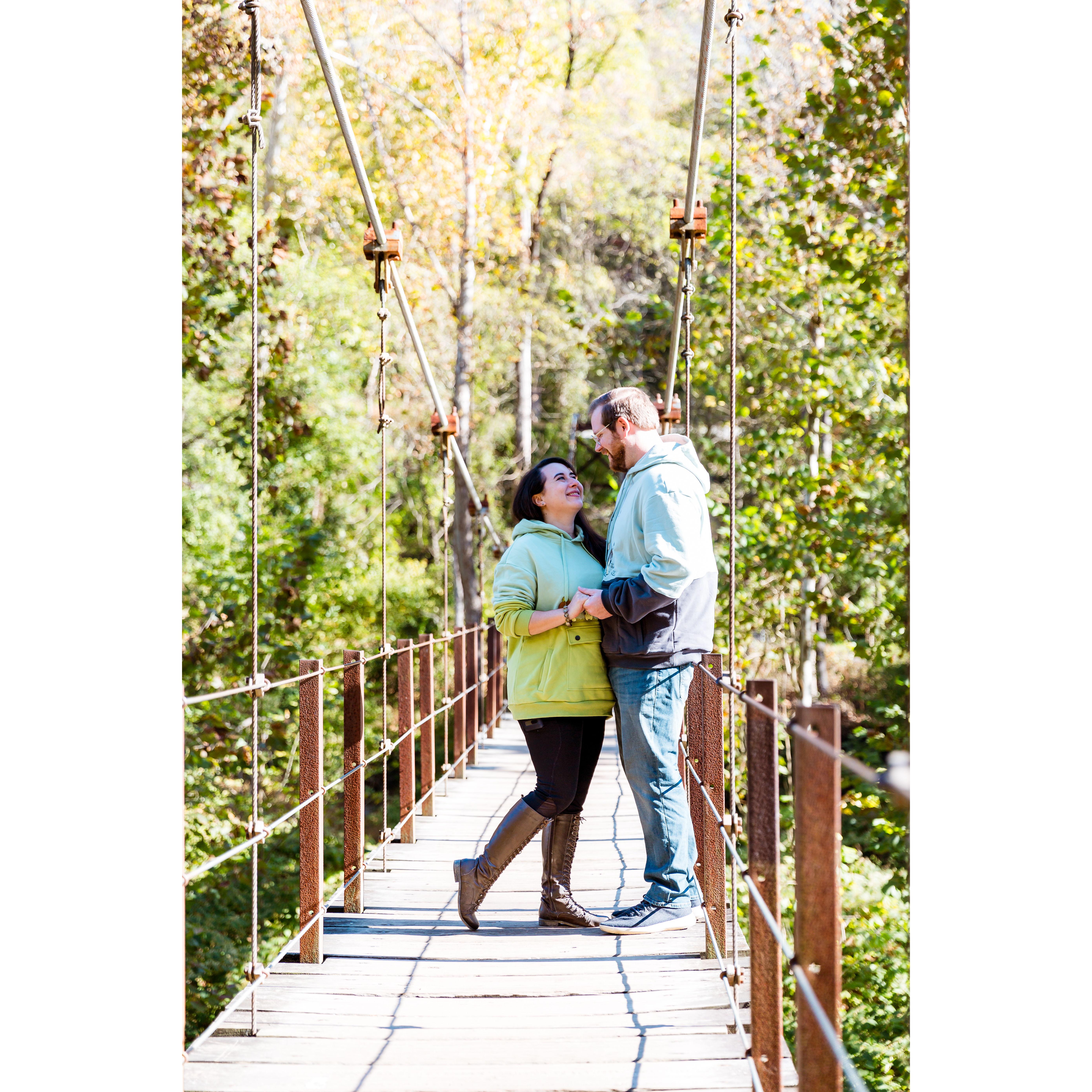 October 2024 Engagement Photo session.  We love our matching Mushling sweaters.