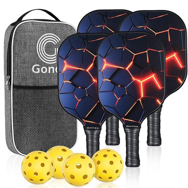 Gonex Pickleball Paddles, USAPA Approved Graphite Pickleball Paddle with Comfort Grip, Pickleball Set of 2 Paddles with 4 Balls, and Portable Carry Bag