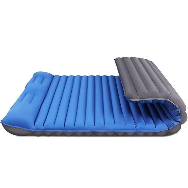 FRUITEAM Double Sleeping Pad for Camping Inflatable Sleeping Mat for Backpacking 2 Person Camping Mattress with Pillow, Better Stability and Support,Blue