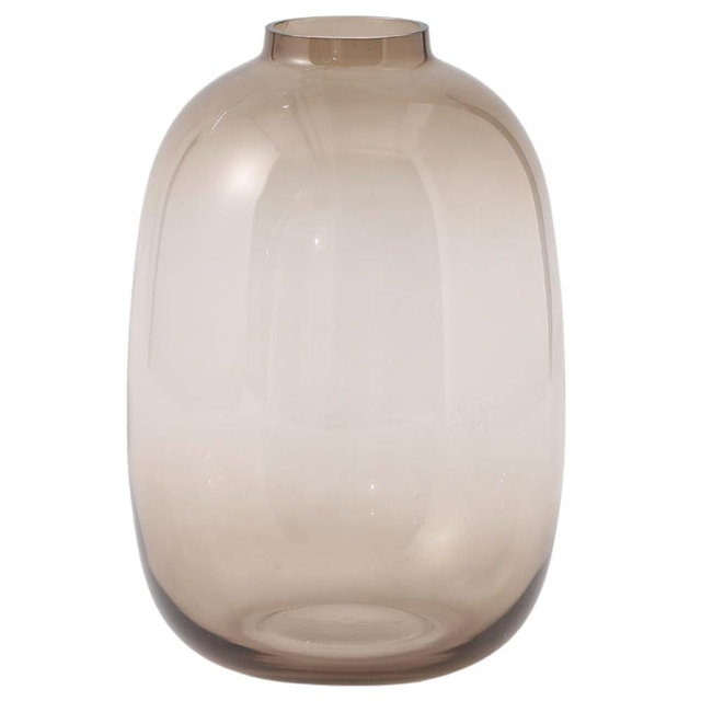 YANWE1 Brown Glass Vase, 10 Inches Large Glass Vase, Tall Glass Vases for Flowers, Modern Round Vases for Living Room, Dining Table, Shelf, Wedding, Office, Home