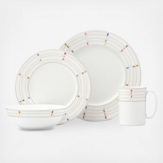 Entertain 365 Sculpture Confetti Round 4-Piece Place Setting, Service for 1