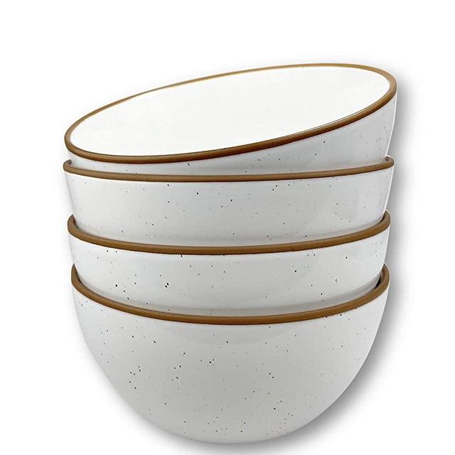 Mora Ceramic Bowls For Kitchen, 28oz - Bowl Set of 4 - For Cereal, Salad, Pasta, Soup, Dessert, Serving etc - Dishwasher, Microwave, and Oven Safe - For Breakfast, Lunch and Dinner - Vanilla