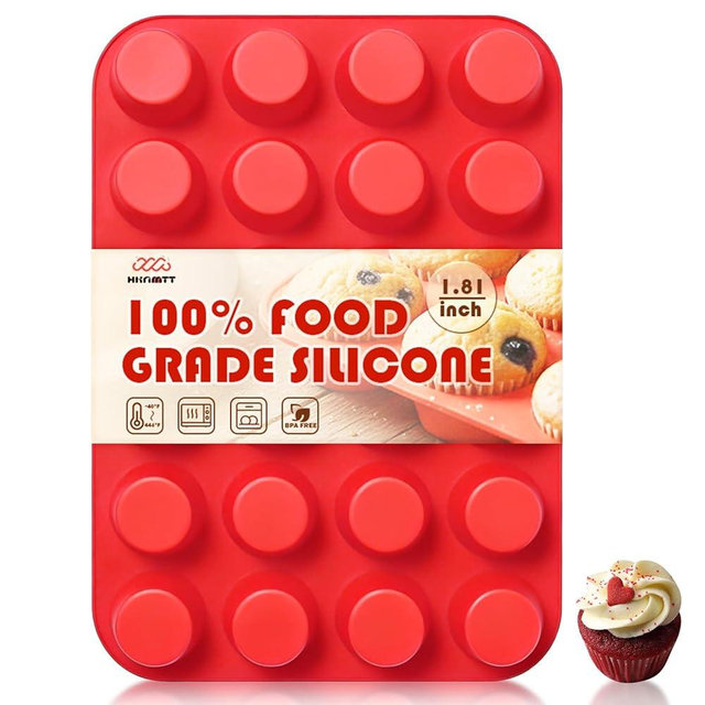 HKNMTT Silicone Mini Muffin Pan for Baking, Cupcake Egg bites Brownie Mold 24 Cup Regular Size, Oven Safe BPA Free kitchen Appliances