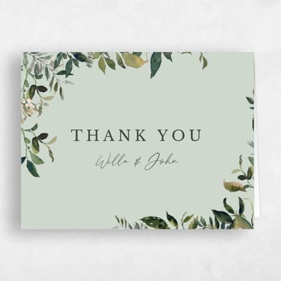 Light Sage, Green Wedding Thank You - Buxton Classic