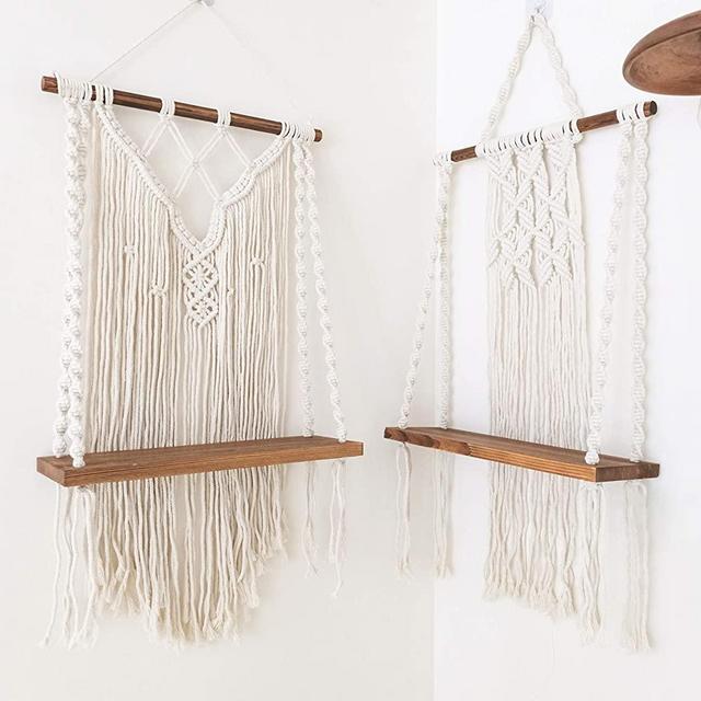 Macrame Shelf Pack of 2 | Macrame Wall Hanging Shelf | Boho Decor | Floating Shelves | Boho Shelf | Macrame Hanging Shelf | Macrame Shelf Hanging | Macrame Wall Shelf | Wall Decor | US Brand