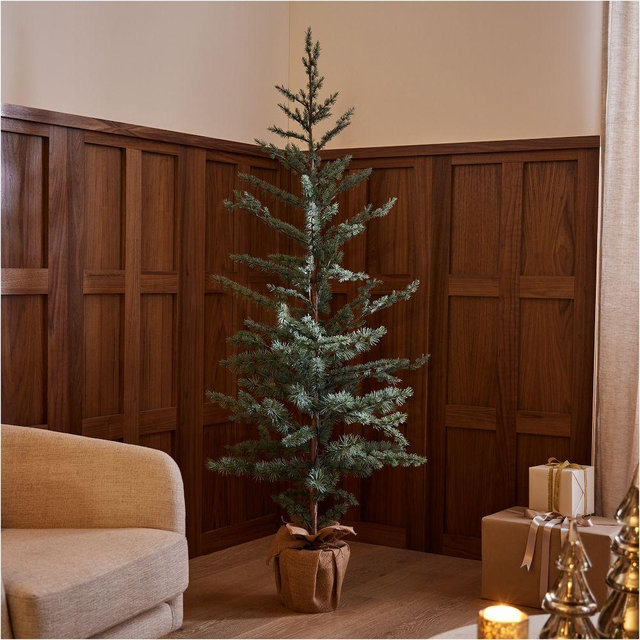 Pre-Lit Faux Blue Spruce Tree w/ Burlap Base, 70"