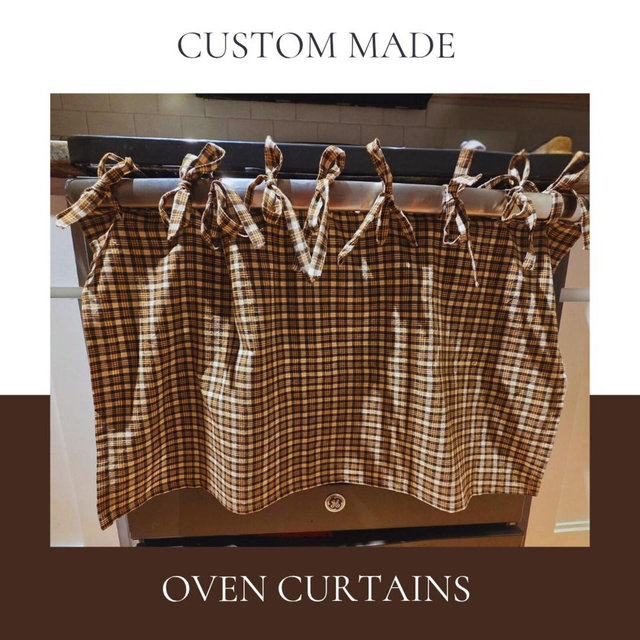 Handmade Fabric Oven Curtain • Kitchen Window Curtain • Cozy Kitchen Decor • Custom Sizes Available