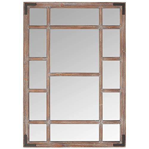 Amazon Brand - Stone & Beam Vintage Wooden Grid Wall Mirror, 39.25"H, Dark Stain