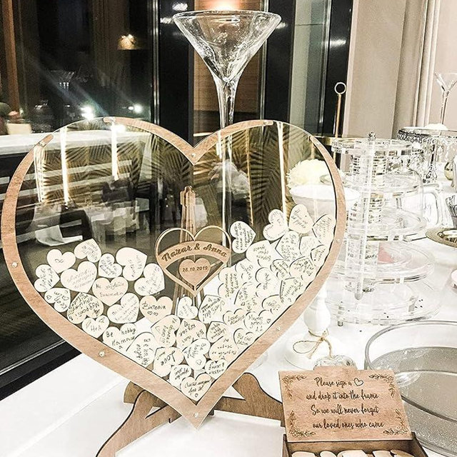 Personalized Wedding Guest Book Wedding Drop Box Wooden Rustic Wedding Decor Alternative Guest Book Wedding Ideas Wedding Heart Guest Drop Box Alternative Guest Book Frame with Hearts by WeddingByEli