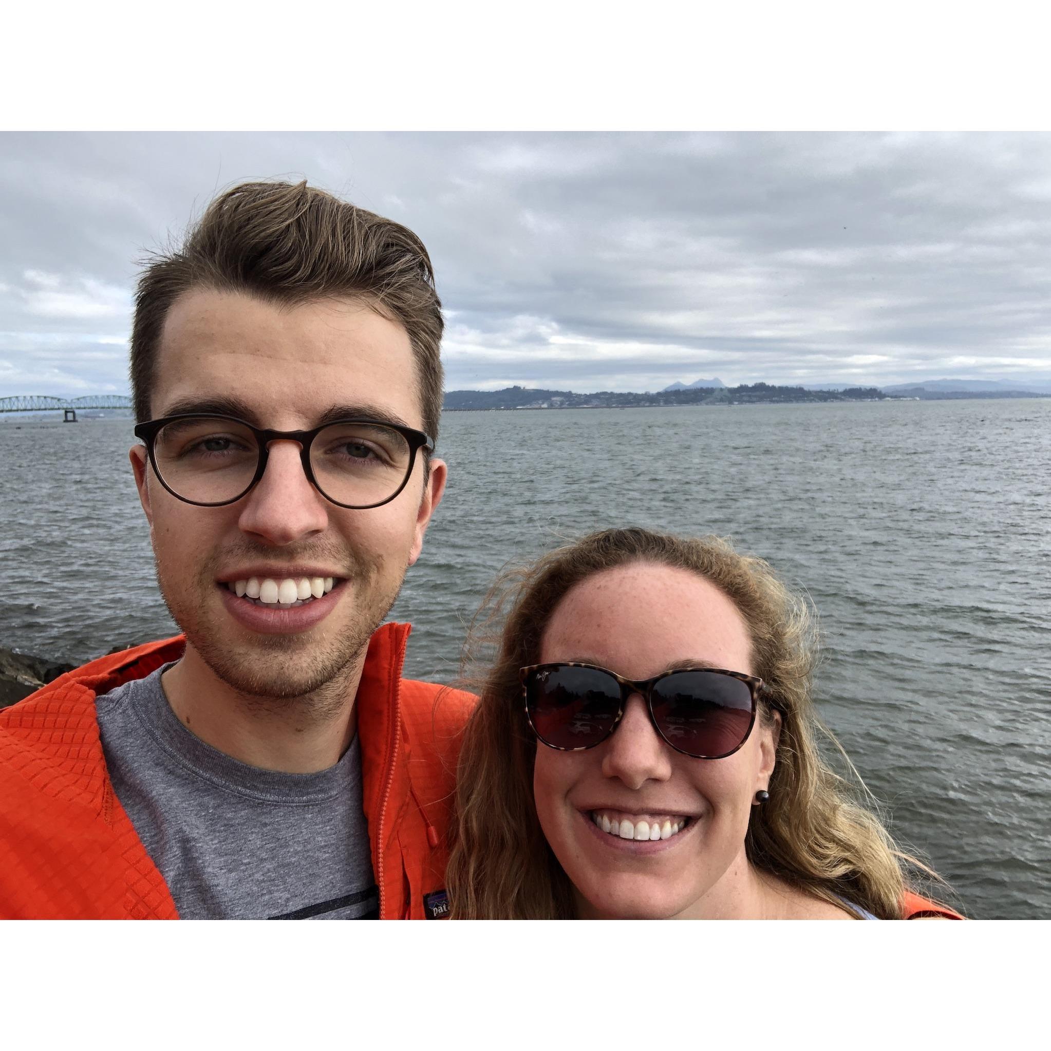 By the water in Astoria, Oregon.