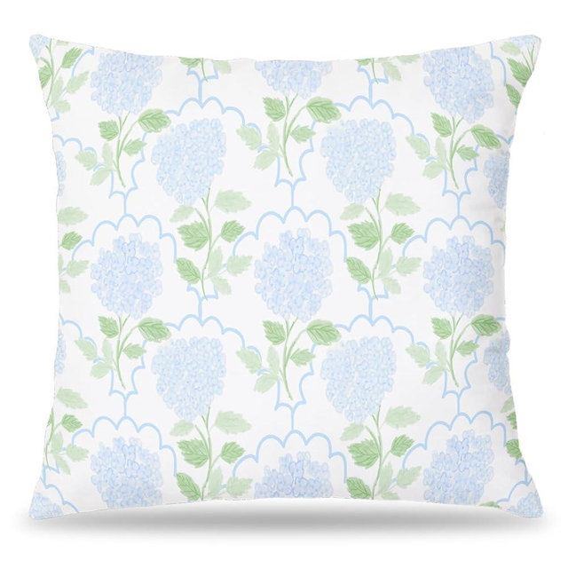 XUISWELL844 Blue and Green Grandmillennial Hydrangea Floral Pillow Covers 18x18, Cottage Core Grand Millenial Floral Blue Hydrangea Grandmillennial Decor for Nursery Girls Room Bedroom Dorm Home