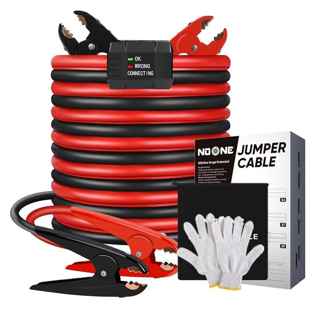 NOONE 2 Gauge 20FT Heavy Duty Jumper Cables for Car Battery, 800A Automotive Booster Cables with Reverse Polarity Protection for SUVs & Trucks, Includes Bag, Gloves