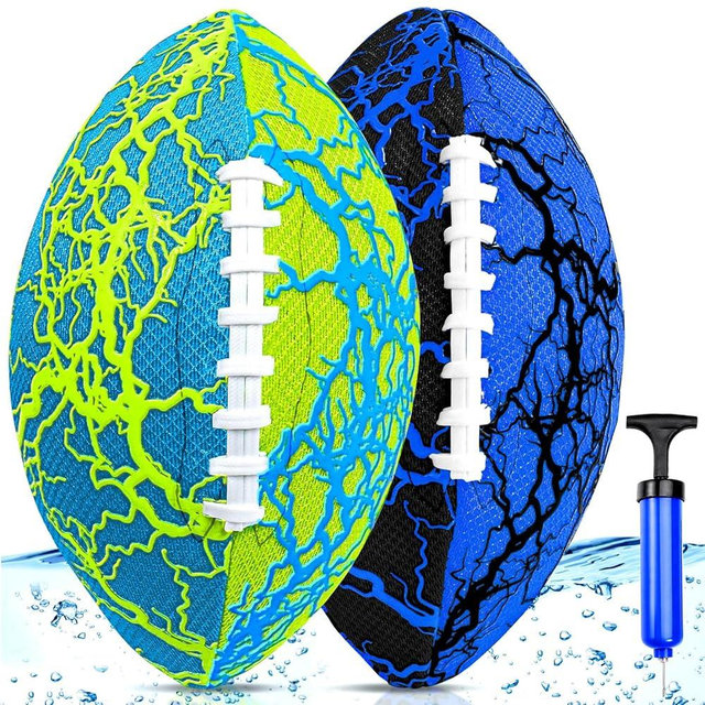 Jasonwell Pool Beach Water Football - 2Pack Strong Grip Waterproof Football for All-Weather Play Pool Toys Beach Games Outdoor Sports Toy Christmas Birthday Gifts for Kids Boys Teens Adults