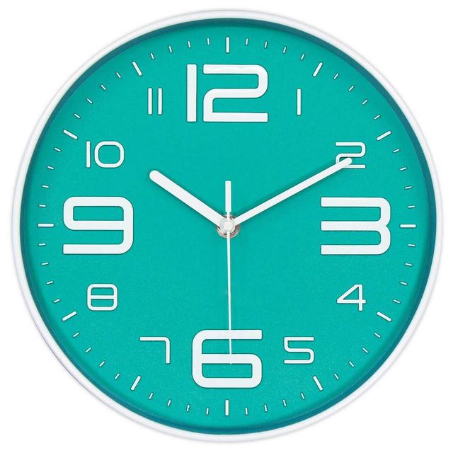 45Min 10-Inch 3D Number Dial Face Modern Wall Clock, Silent Non-Ticking Round Home Decor Wall Clock with Arabic Numerals, 7 Colors(Cyan)