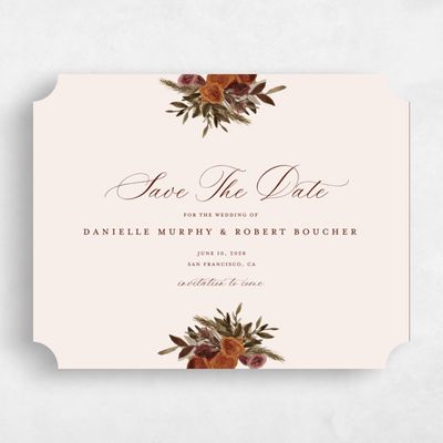 Orange Ticket Wedding Save the Date - Chai Landscape