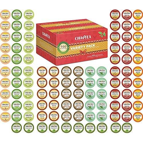 Cha4TEA 100-Count Variety Sampler Pack for Keurig K-Cup Brewers, 10 Flavors (Green Tea, Black Tea, Jasmine, Earl Grey, English Breakfast, Matcha Green Tea, Peppermint, Chai Tea, Camomile)