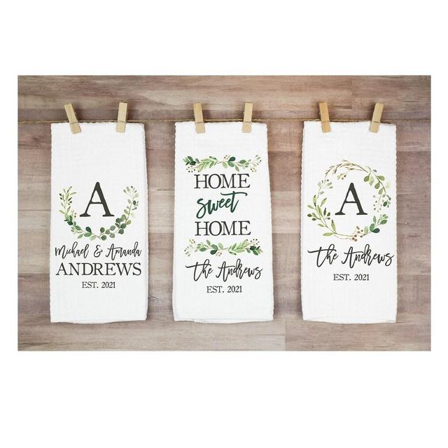 Couple Towel Set | Custom Waffle Weave Dish Towel | Personalized Kitchen Towel | Housewarming Gift | Wedding Gift