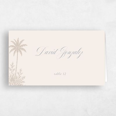 Linen, Beige Wedding Place Card - Océan