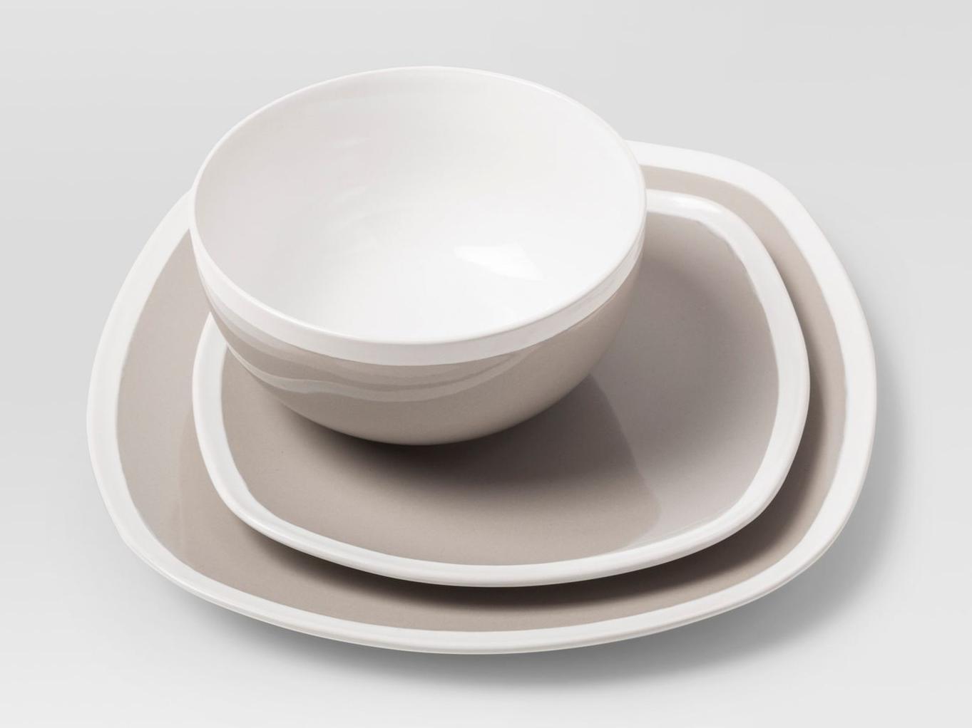 Soft Square 12pc Dinnerware Set Taupe- Threshold™
