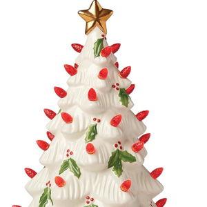 Treasured Traditions Holiday Red Bulbs White Lit Tree