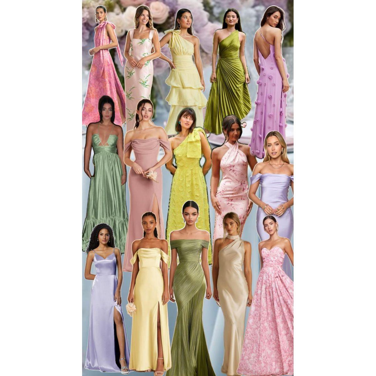 Saturday - Wedding Women's Formal Attire Ideas (1)
*White is NOT allowed.
Dress Examples: patterns, satin, ruffles, summer colors, and long dresses are encouraged.