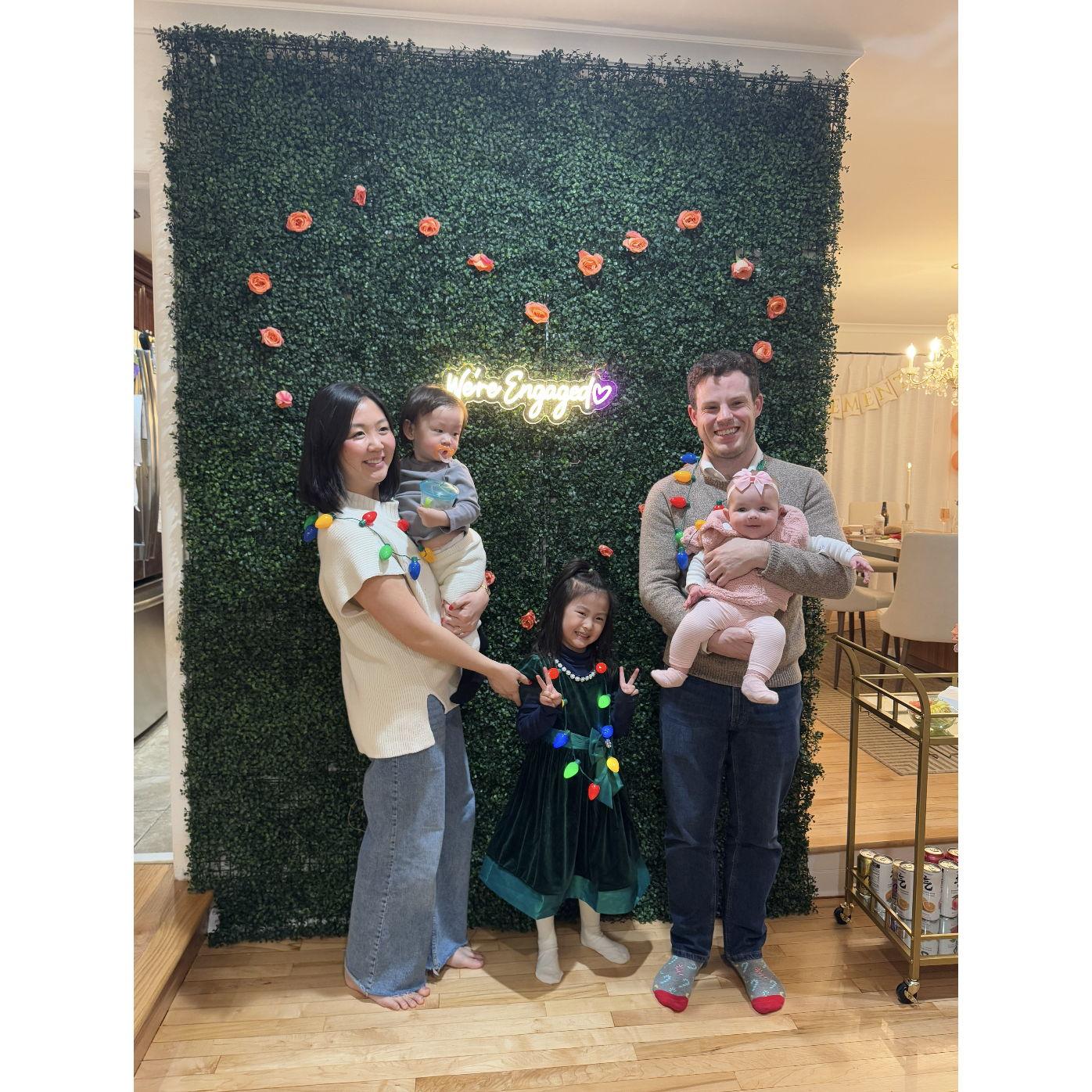 Dec '24 
Celebrating our engagement with our future flower girls and ring bearer