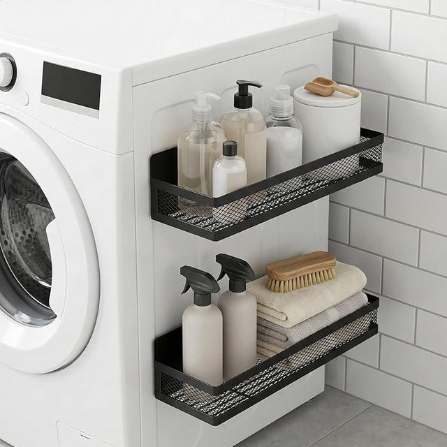 Deloban2 Pack Magnetic Laundry Organizer, [Space Saving Storage] Washer Dryer Side Shelf, Strong Magnet Rack for Washing Machine, Refrigerator, Kitchen Pantry