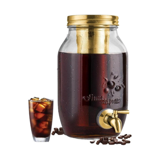 1.5 Liter Cold Brew Coffee Maker with Extra Thick Glass Carafe & Stainless Steel Mesh Filter
