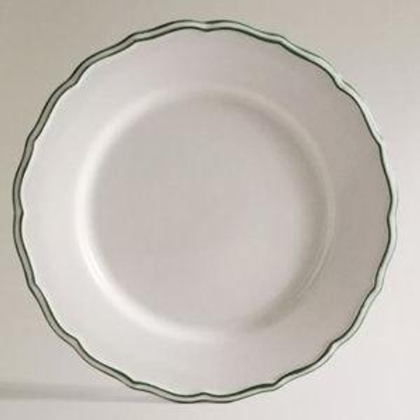 EARTHENWARE DINNER PLATE WITH CONTRASTING RIM