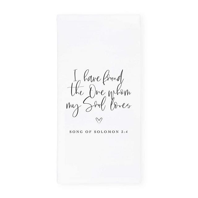 The Cotton & Canvas Co. I Have Found The One Whom My Soul Loves, Song of Solomon 3:4 Scripture, Bible, Religious, Soft and Absorbent Tea Towel, Flour Sack Towel Dish Cloth
