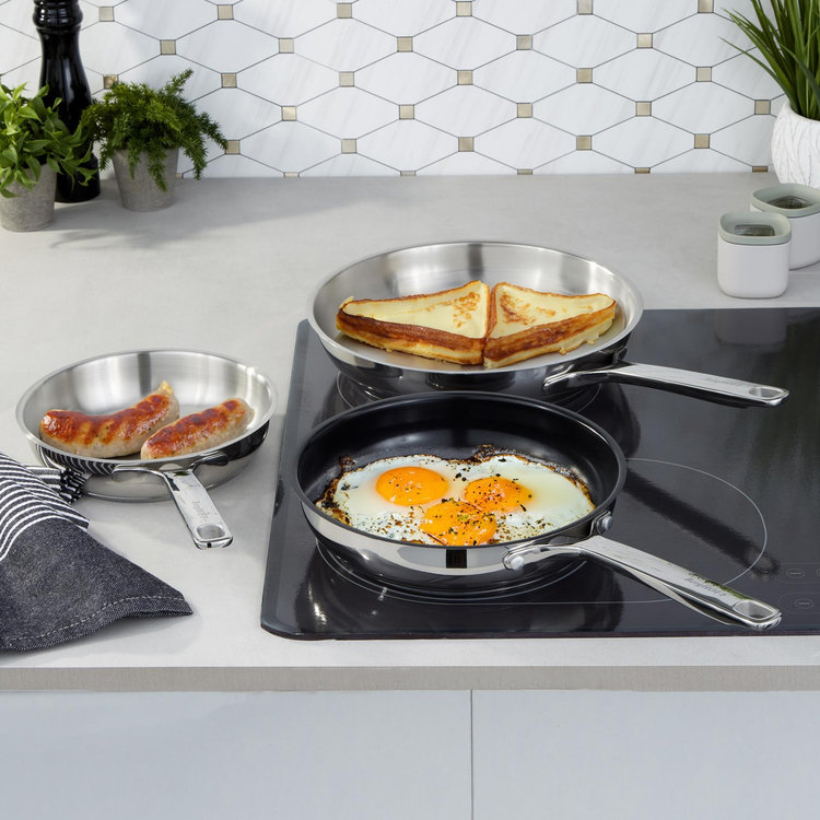 BergHOFF, DiNA Helix 3-Piece Stainless Steel Frying Pan Set | Zola