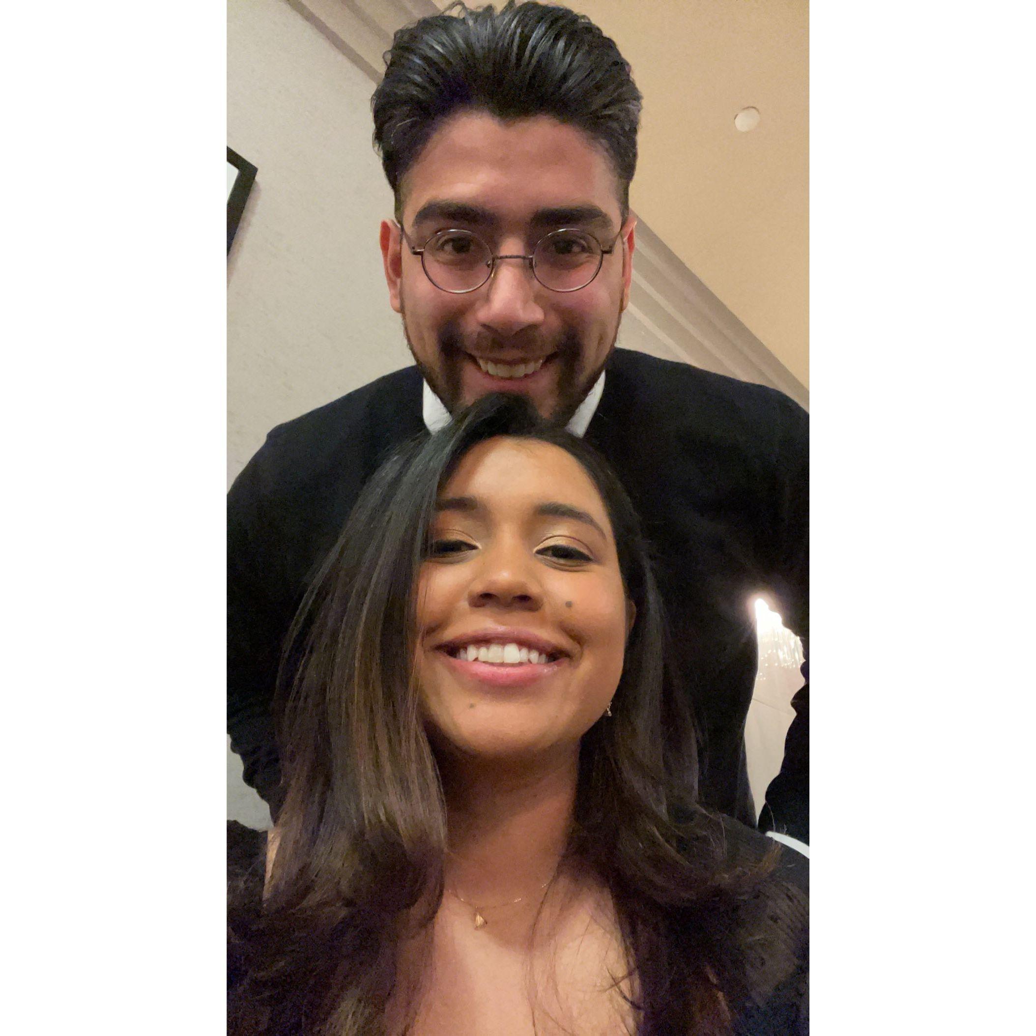 Holiday Christmas party! He was my lucky charm. Won 2 raffles that night!