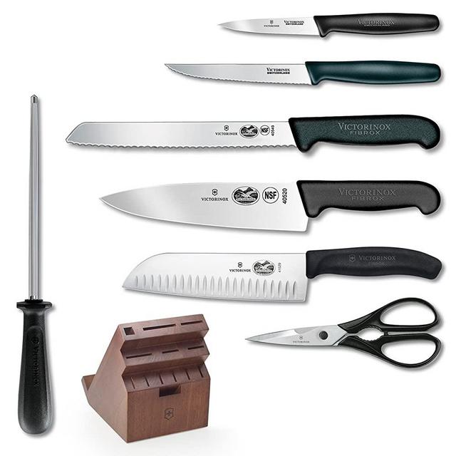 Victorinox Fibrox Professional 13 Piece Cutlery Set With Swivel Knife Block & Tablet Recipe Holder