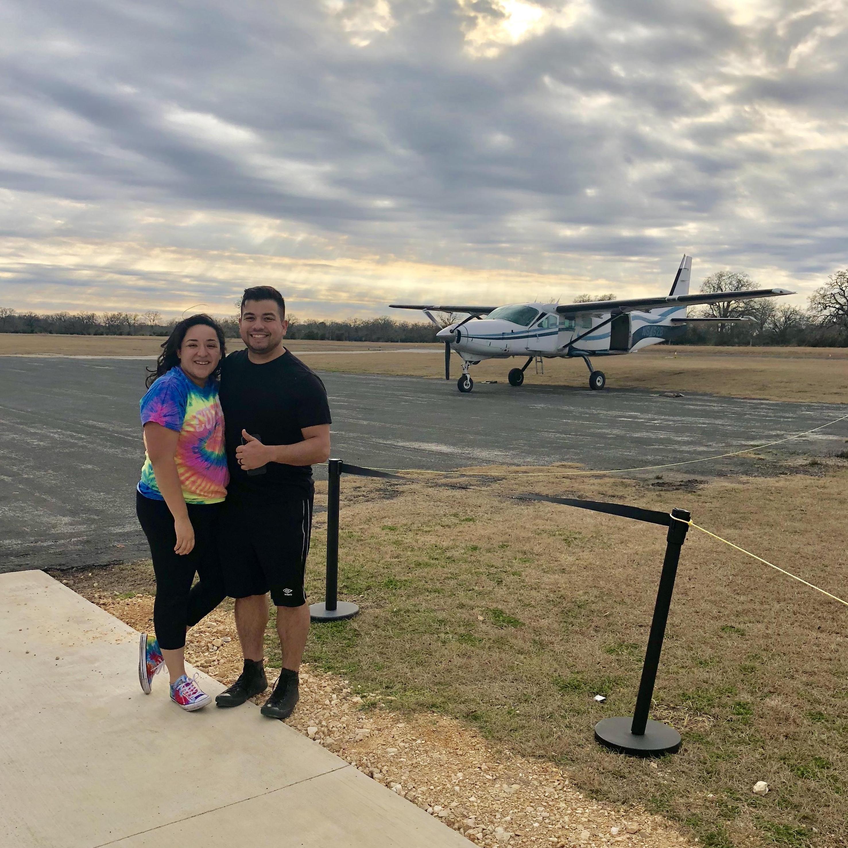 "What's crazier then being together for almost a decade?"..... skydiving?