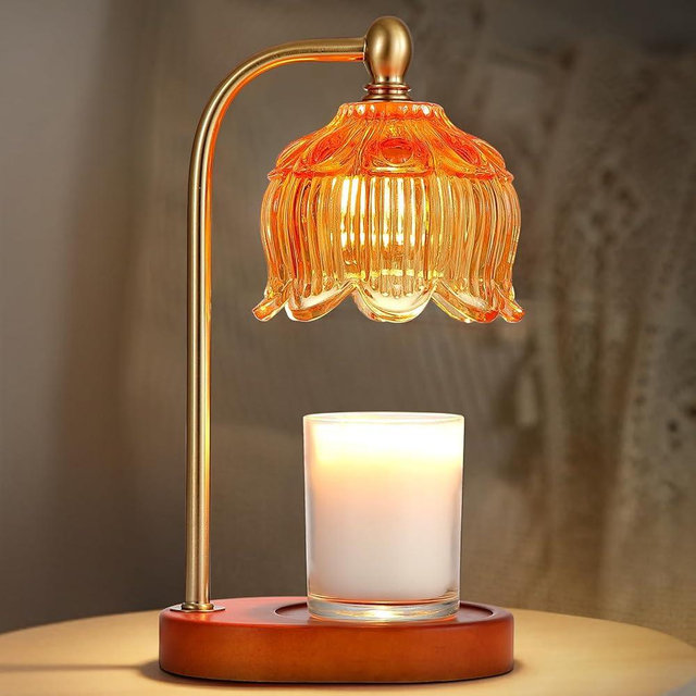 MEIXISUE Candle Warmer Lamp with Timer and Dimmer,Electric Amber Light Gifts for Women Melt Wax Warmer Lamp with 2 Bulbs for Candle Jars House Warming New Home Decor