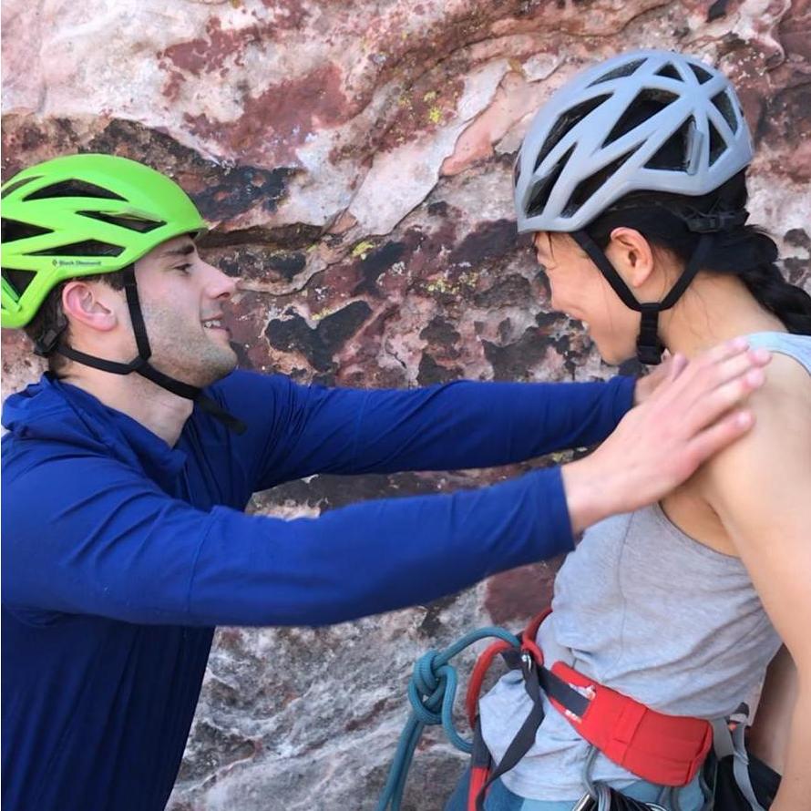 Build the stoke 
(Brandon pumping me up for first lead of day in Red Rocks. Photo cred: A&P)