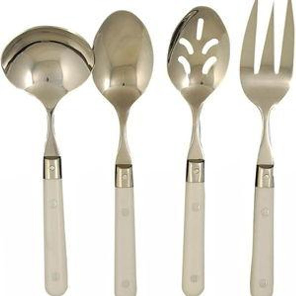 Ginkgo International Le Prix 4-Piece Stainless Steel Hostess Serving Set, White