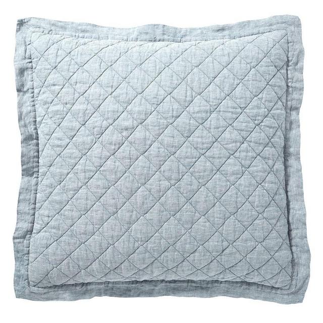 Belgian Flax Linen Diamond Euro Shams, Set of 2 Chambray