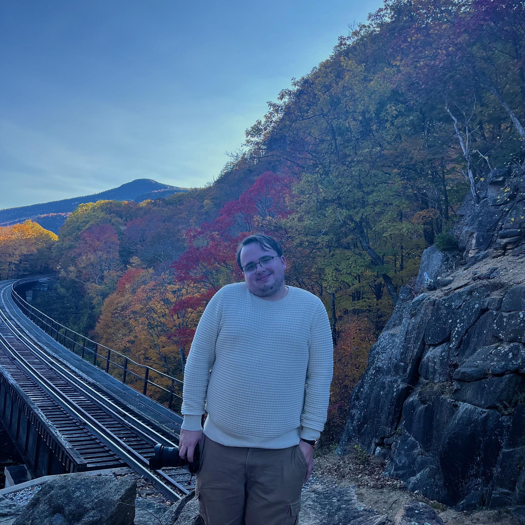 Waiting for the train to go by in New Hampshire.